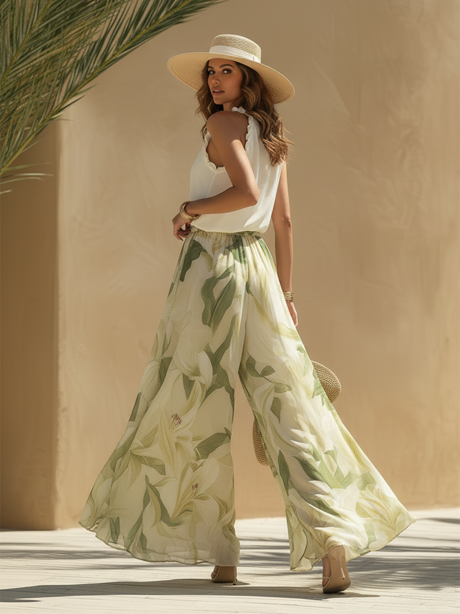 Elisa | Completo fluido con stampa gigli, molto elegante