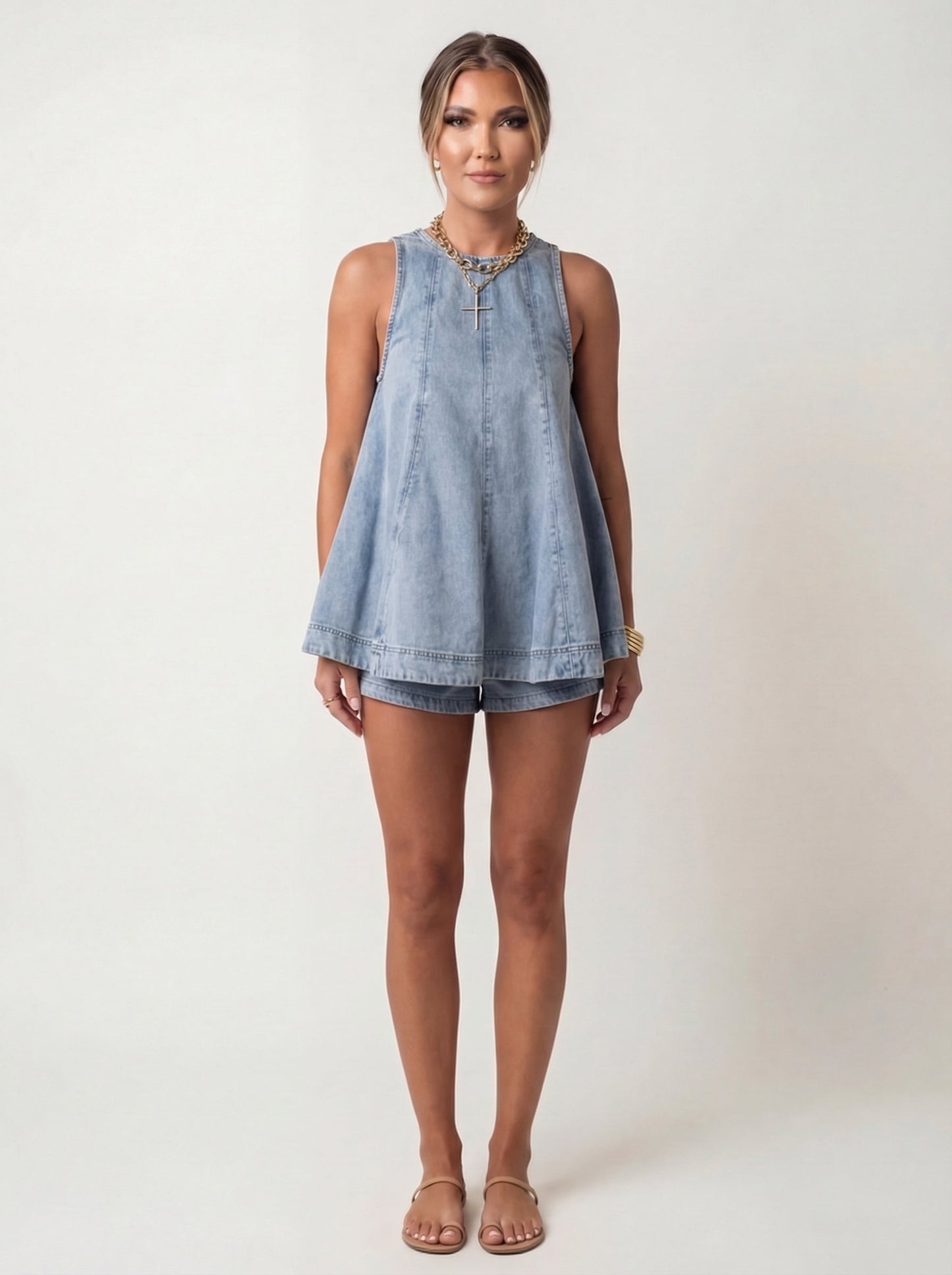 Completo due pezzi in denim